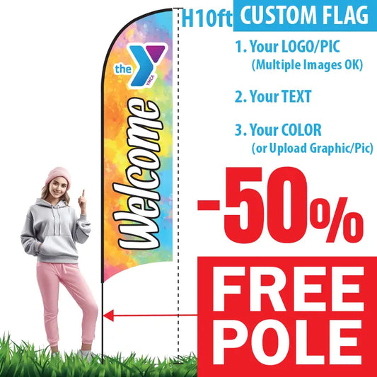 Feather Flag with Pole - 10 ft