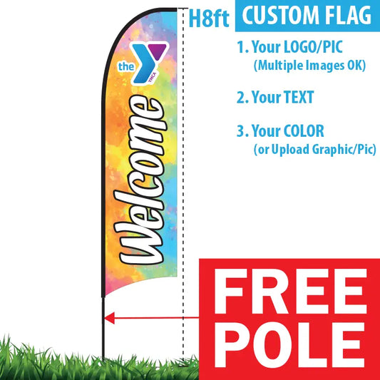 Feather Flag with Pole - 8 ft