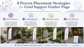 Infographic showing 4 proven placement strategies for Grief Support feather flags
