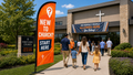 Case study image 1 for New To Church Guest Services Feather Flag