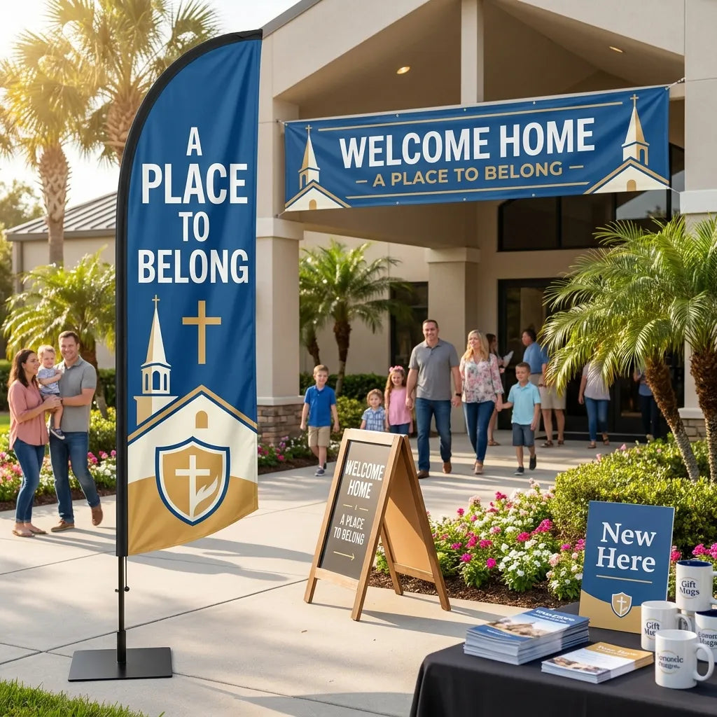 A Place To Belong Worship Community Church Feather Flag