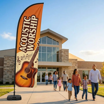 Acoustic Worship Gathering Church Feather Flag