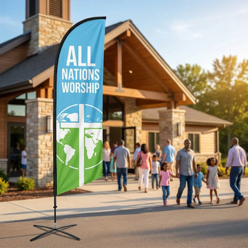 All Nations Worship Gathering Church Feather Flag