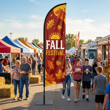 Annual Fall Festival Community Event Feather Flag - Premium custom church feather flag on heavy duty base