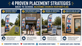 Infographic showing 4 proven placement strategies for Back To School Blessing church feather flag