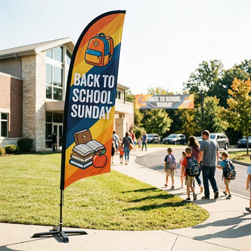 Back To School Sunday Service Church Feather Flag