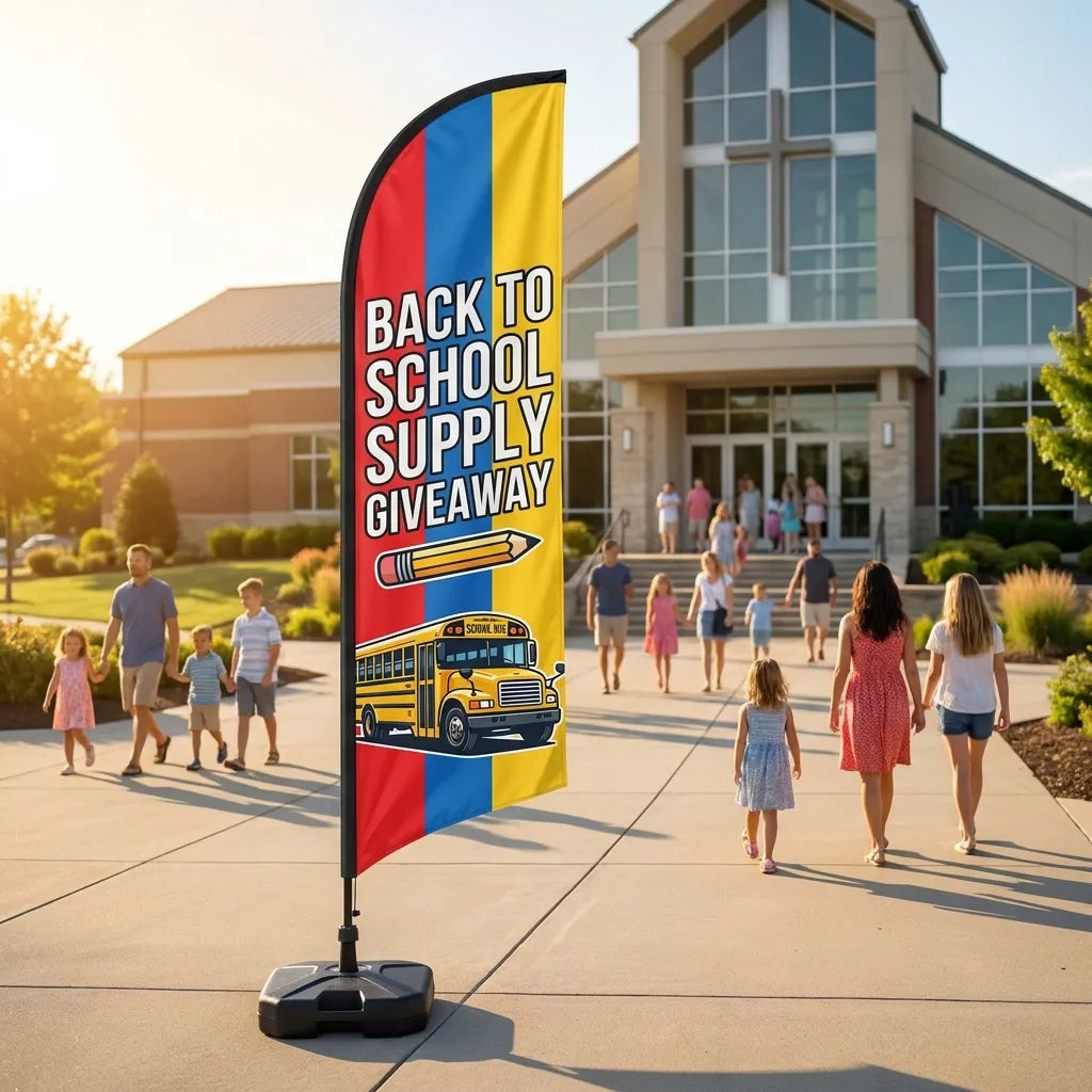 Back To School Supply Giveaway Church Feather Flag