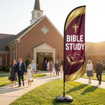 Bible Study Classes Meet Here Church Feather Flag