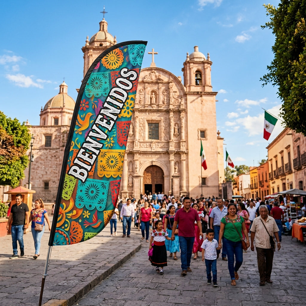 Bienvenidos Spanish Church Welcome Flag