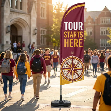 Campus Tour Starts Here Admissions School Feather Flag