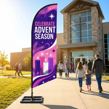 Celebrate Advent Season Church Feather Flag