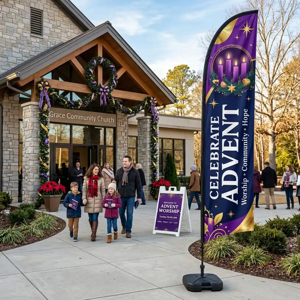 Celebrate Advent Season Worship Church Feather Flag