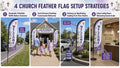 Infographic showing 4 placement strategies for Easter / Spring church feather flag