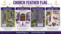 Infographic showing 4 placement strategies for praise and worship church feather flag