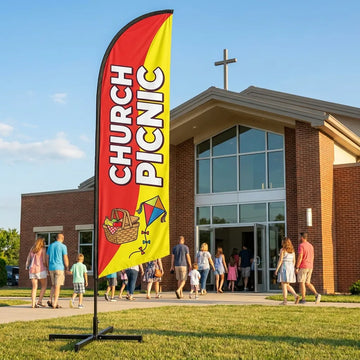 Church Picnic & Games Location Feather Flag