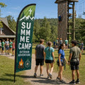 Summer Camp Outdoor Adventure church feather flag at youth retreat