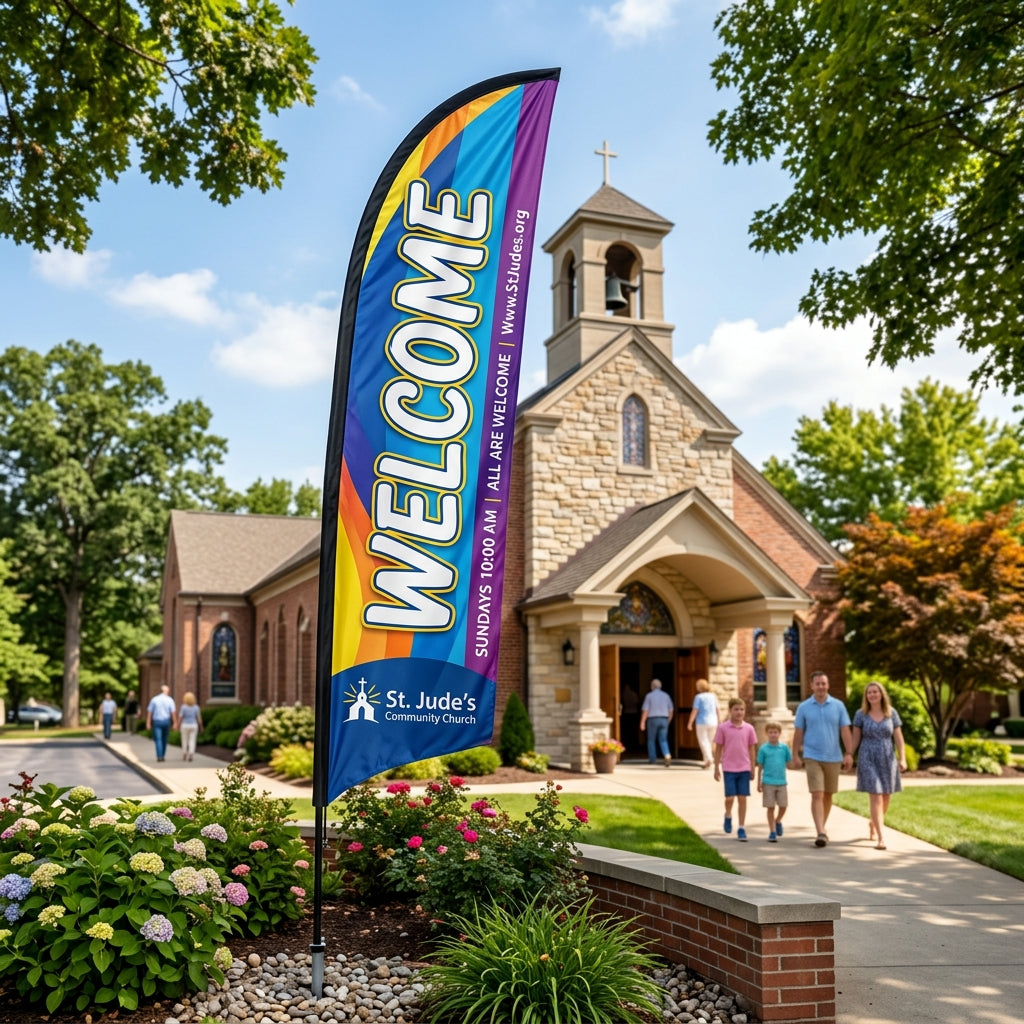 Welcome Church Feather Flag Hero