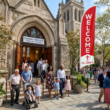 Welcome / Glad You Are Here - Church Feather Flag