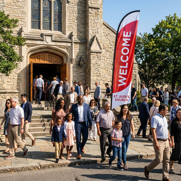 Welcome / Glad You Are Here - Church Feather Flag