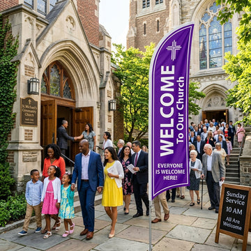 Welcome / Glad You Are Here - Church Feather Flag
