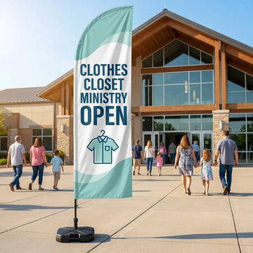 Clothes Closet Ministry Open Church Feather Flag