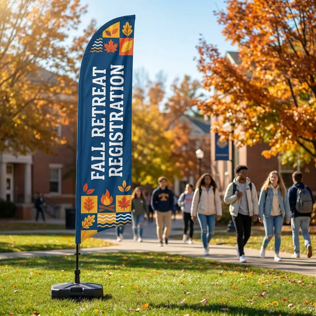 College Fall Retreat Registration Church Feather Flag