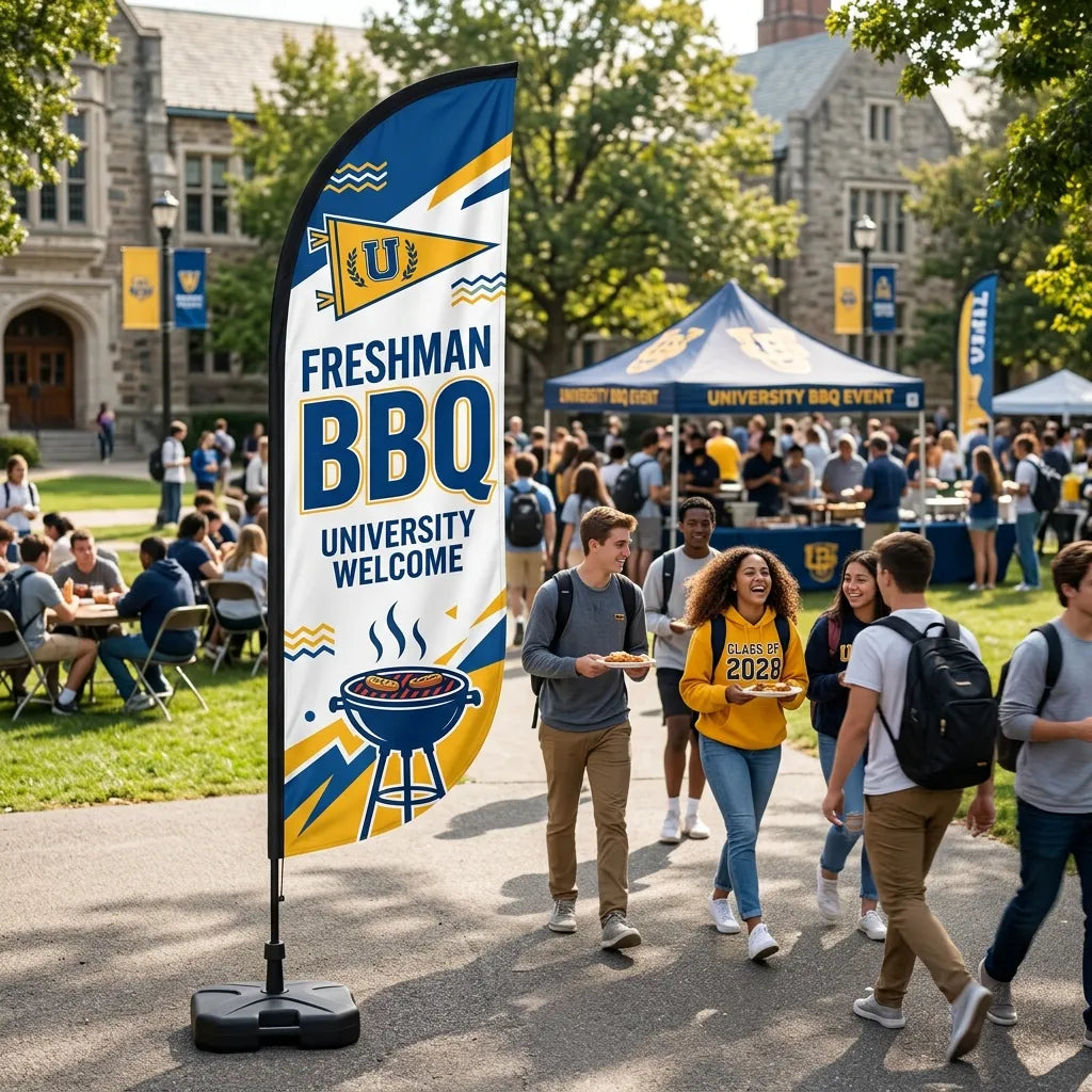 College Freshman Welcome BBQ Church Feather Flag