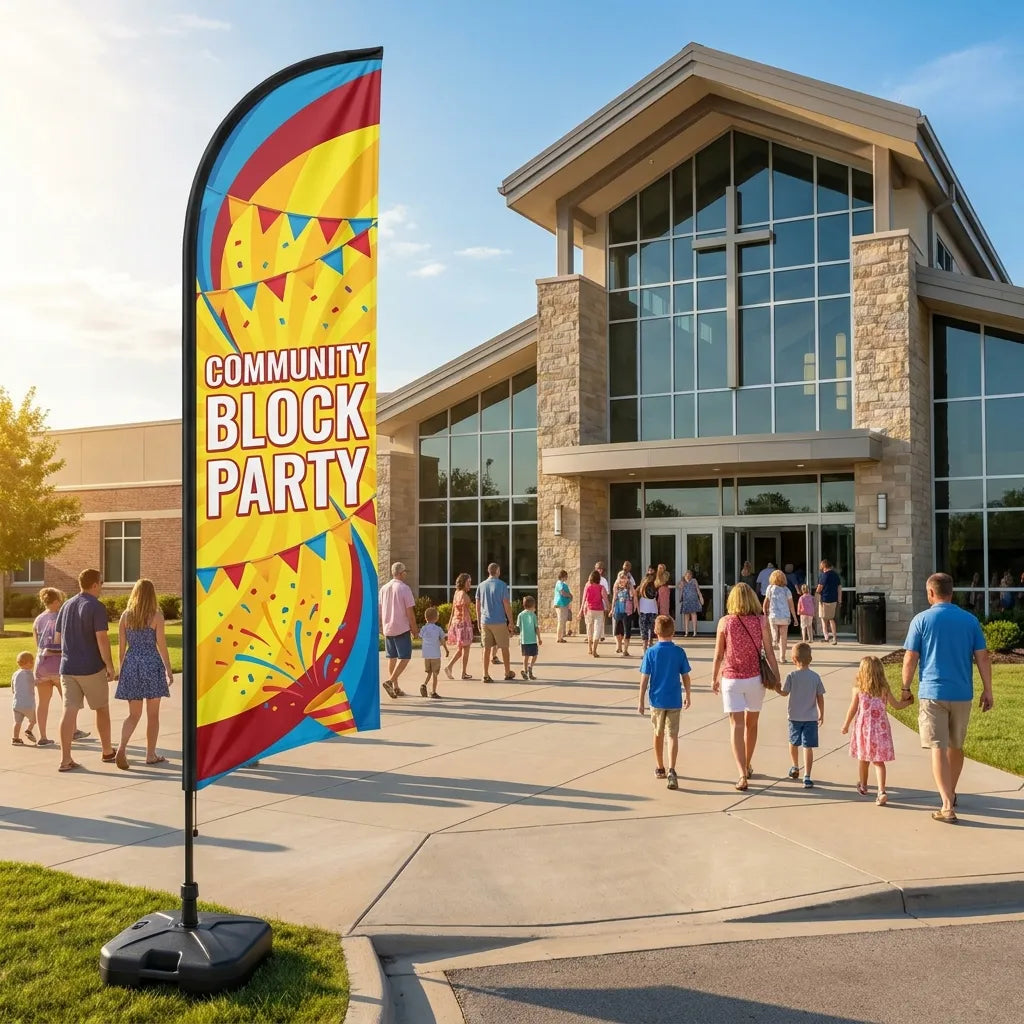Community Block Party Event Church Feather Flag