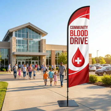 Community Blood Drive Location Church Feather Flag