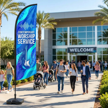 Contemporary Worship Service Church Feather Flag