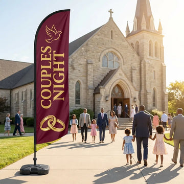 Couples Night Out Fellowship Church Feather Flag