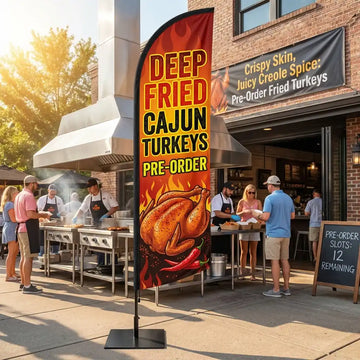 Deep Fried Cajun Turkeys Pre-Order Feather Flag