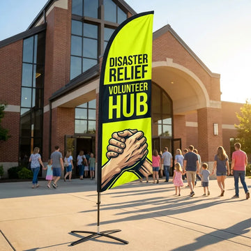 Disaster Relief Volunteer Hub Church Feather Flag