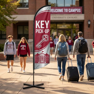 Dorm Key Pick-Up Student Housing Feather Flag