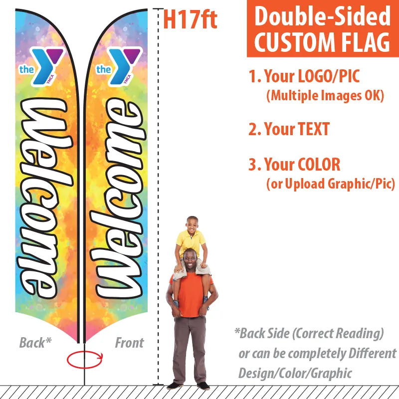 Double Sided Feather Flag Giant Extra Large Size - for H17ft Pole