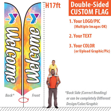 Double Sided Feather Flag Giant Extra Large Size - for H17ft Pole