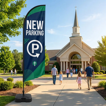 Expanded Parking Lot Welcome Church Feather Flag