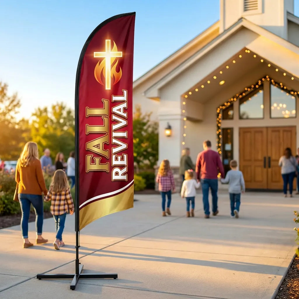 Fall Revival Services Join Us Church Feather Flag