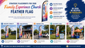Infographic showing strategic placements for Family Experience church feather flag