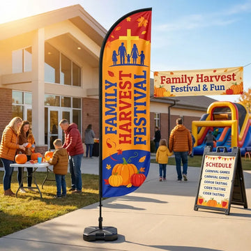 Family Harvest Festival & Thanksgiving Church Feather Flag
