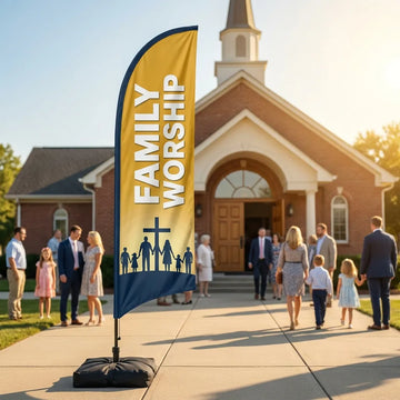 Family Worship Sunday All Together Church Feather Flag