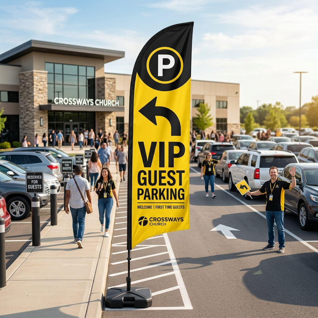 First-Time Visitor VIP Parking Church Feather Flag