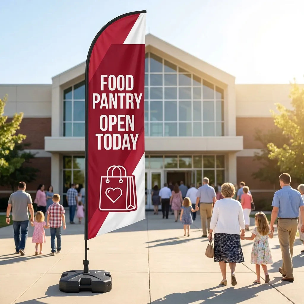 Food Pantry Open Today Church Feather Flag