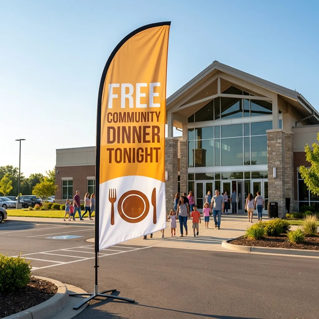 Free Community Dinner Tonight Church Feather Flag