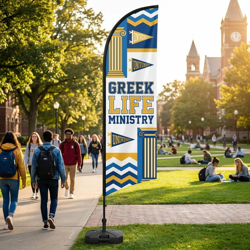 Greek Life Ministry Connection Church Feather Flag