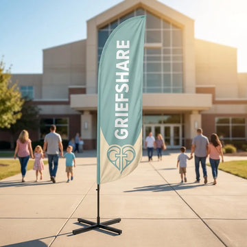 GriefShare Support Group Meets Here Church Feather Flag
