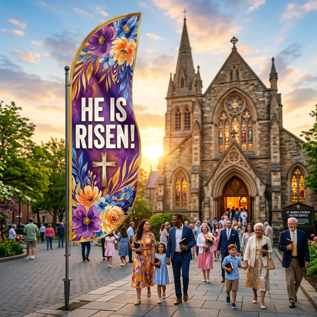 He Is Risen Easter - Feather Flag