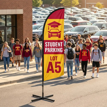 High School Student Driver Parking Zone Feather Flag