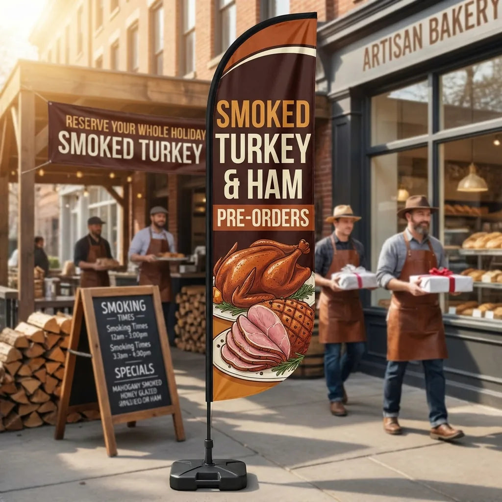 Holiday Smoked Turkey & Ham Pre-Orders Feather Flag