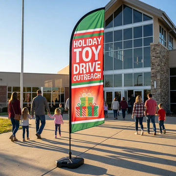 Holiday Toy Drive Community Outreach Church Feather Flag